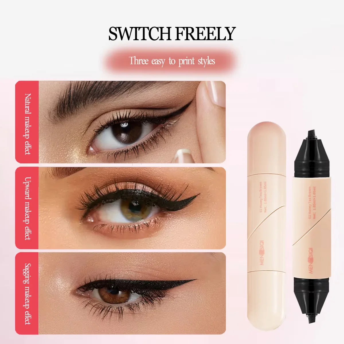 2 in 1 Rotating Eyeliner Stamp Smooth Waterproof Long Lasting Smudge Resistant Eyeliner
