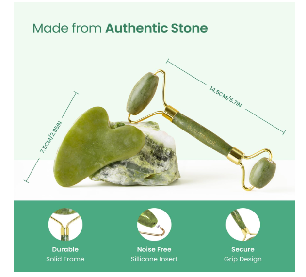 Jade Gua Sha & Facial Roller Set – Anti-Aging Massage Tool