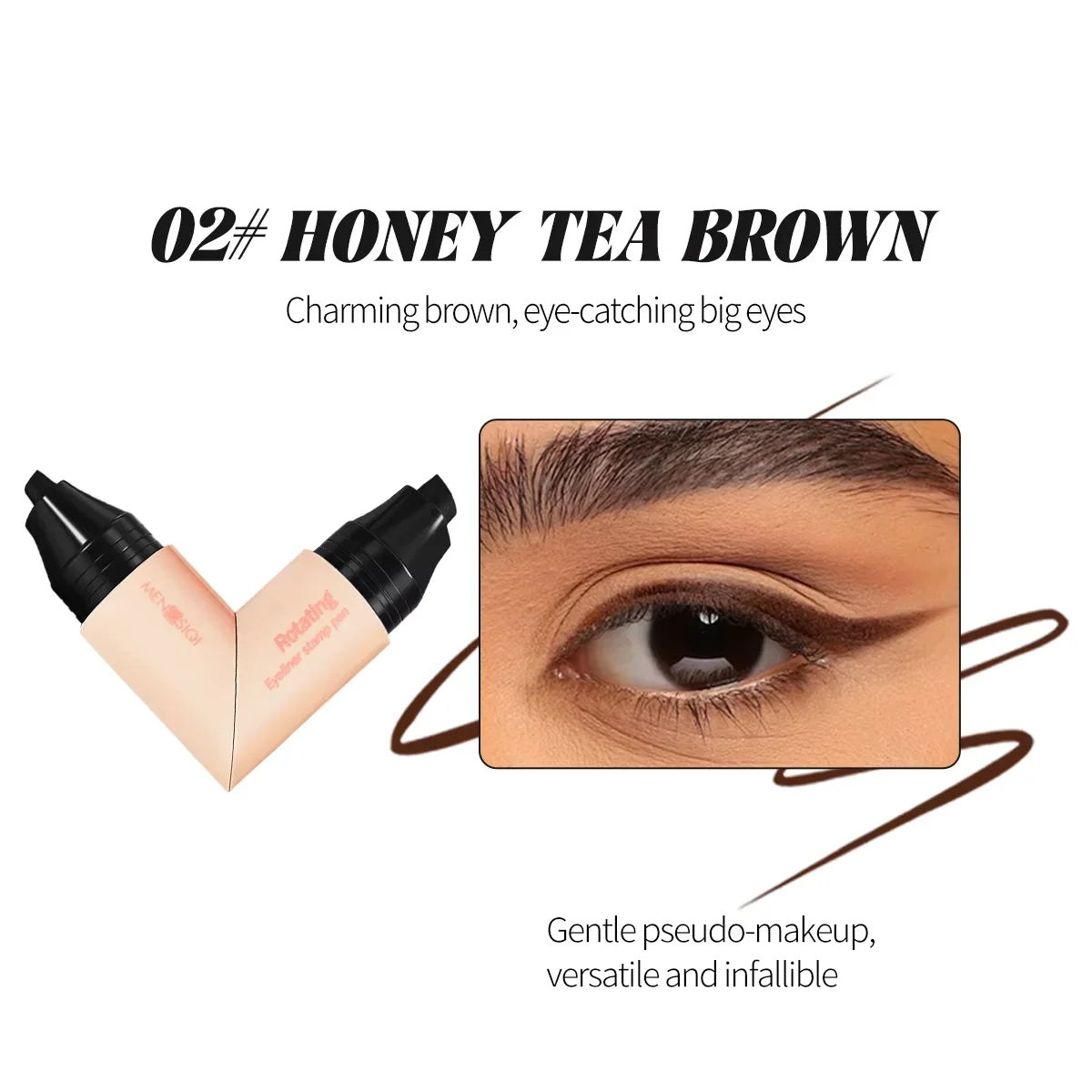 2 in 1 Rotating Eyeliner Stamp Smooth Waterproof Long Lasting Smudge Resistant Eyeliner